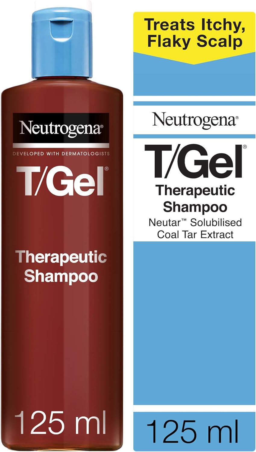 Neutrogena T/Gel Therapeutic Shampoo For Flaky, Itchy Scalp (1x 125ml), Anti-Dandruff Shampoo for the treatment of Scalp Psoriasis, Seborrheic Dermatitis and Dandruff, Medicated Shampoo for Itchy and Dry Scalp