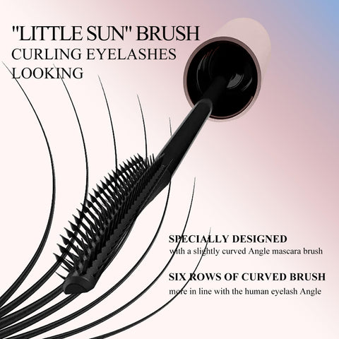 KYDA Little Sun Brush Lash Mascara, Super Curling Voluming Lash, Smudge Proof No Clumping & Flaking for Clean Natural Eyelash Finish, Quick Dry Formula, Brown