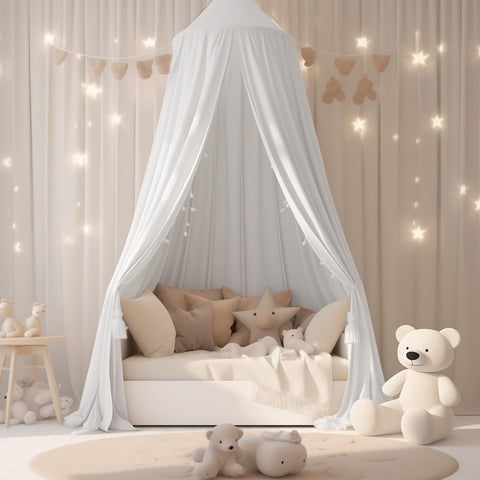 Sublaga Wihte Canopy, Princess Bedroom Decor, Canopy for Girls Room, Room Decorations for Girls, Girls Canopy for Bed, Soft Smooth Playing Tent Canopy Girls Room Decoration Princess Castle