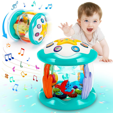 Toys for 1 Year Old Boys - Musical and Lights Toys for Babies 6-12 Months Multifunction Light Up Sensory Toys Early Learning Crawling Toy Rotating Toys Gifts for 0 1 2 3 Years Kids Toddler Boy Girls