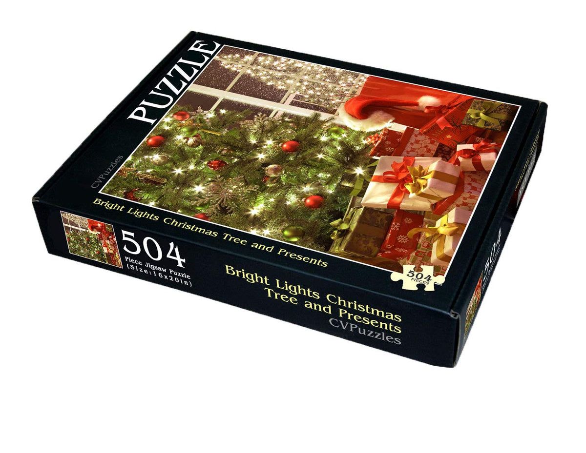 Bright Lights Christmas Tree and Presents 504 Piece Jigsaw Puzzle 16" X 20"