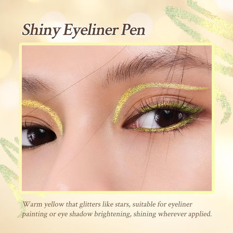 HOSAILY Cream Eyeshadow Stick, Green Gold Yellow Glitter Shifting Color Cream Eyeshadow Eye Brightener, Waterproof Long-Wearing Metallic Colored Colorful Eyeliner Crayon Pencil Makeup (04#)