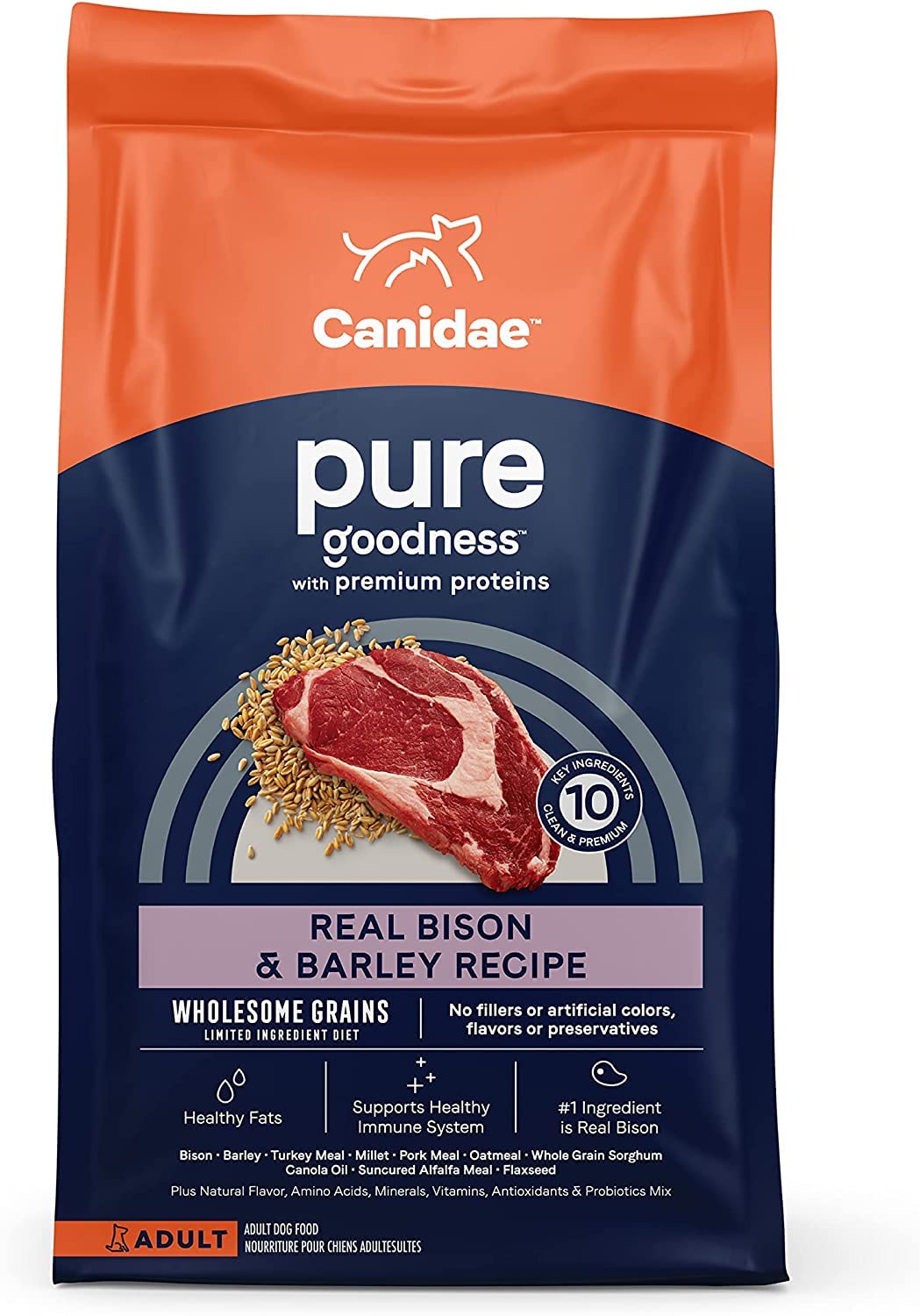 CANIDAE? Pure Real Bison & Barley Recipe Dog Dry 4 lbs.