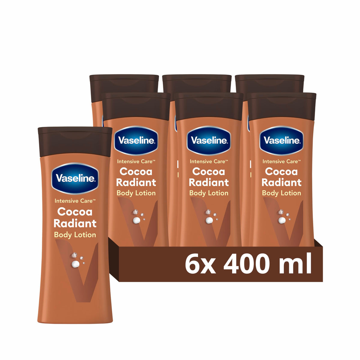 Vaseline Cocoa Radiant Body Lotion 100% cocoa butter for dry skin 6x 400 ml