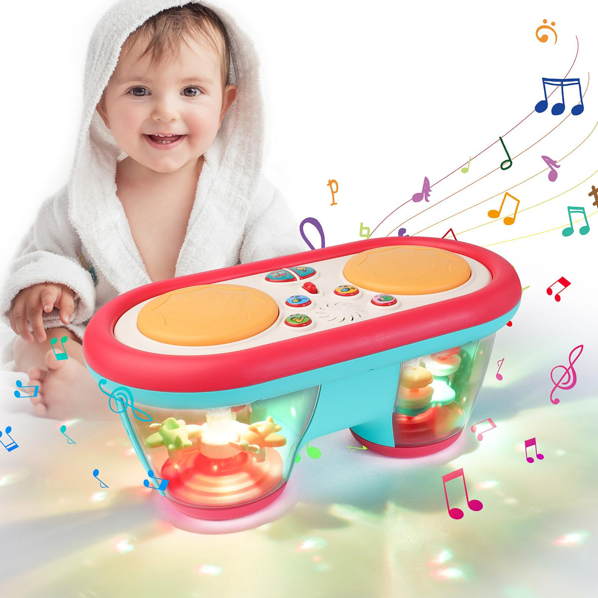 Homradise Musical Toys for 1 Year Old Baby Toys 0-6 Months, Multifunction Light Up Toys Sensory Early Learning Crawling Toy Rotating Projector Toys