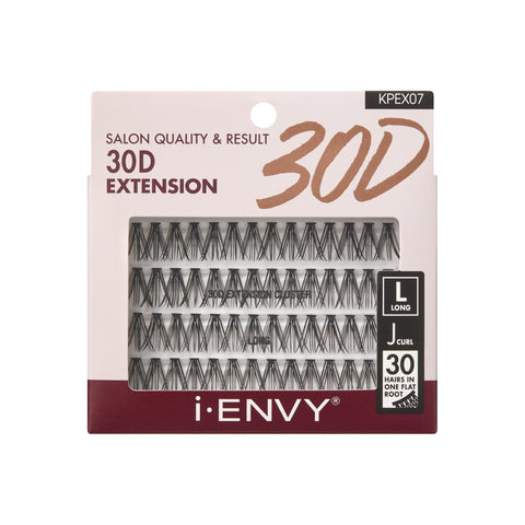 i-ENVY 30D Extension Cluster Individual Lashes, Easy to Apply, Flat Tapered-End Root, Pre-fanned Volume Lashes, J Curl with Soft Fiber, Quick Application for Salon Quality & Result (Long-56Clusters)