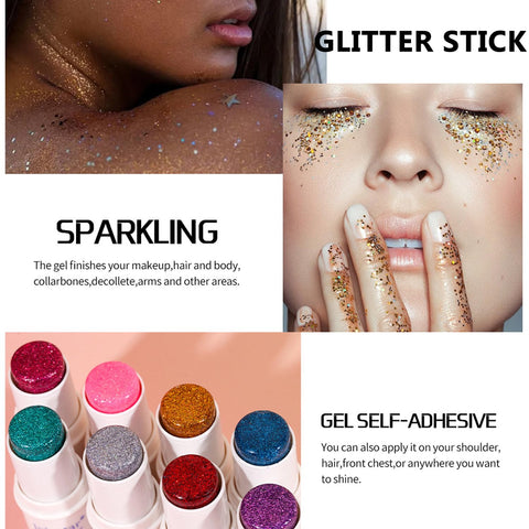 Mysense Hot Pink Body Glitter Stick, Face and Hair Glitter Gel for Kids and Women, Singer Concert Outfits Festival Rave Accessories Glitter Makeup, Waterproof Sparkling Mermaid Glitter Face Paint