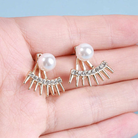 Yheakne Punk Spike Ear Jacket Earrings Gold Pearl Studs Earrings Minimalist Front Back Studs Earrings Modern Edgy Earrings Jewelry for Women and Girls Gift