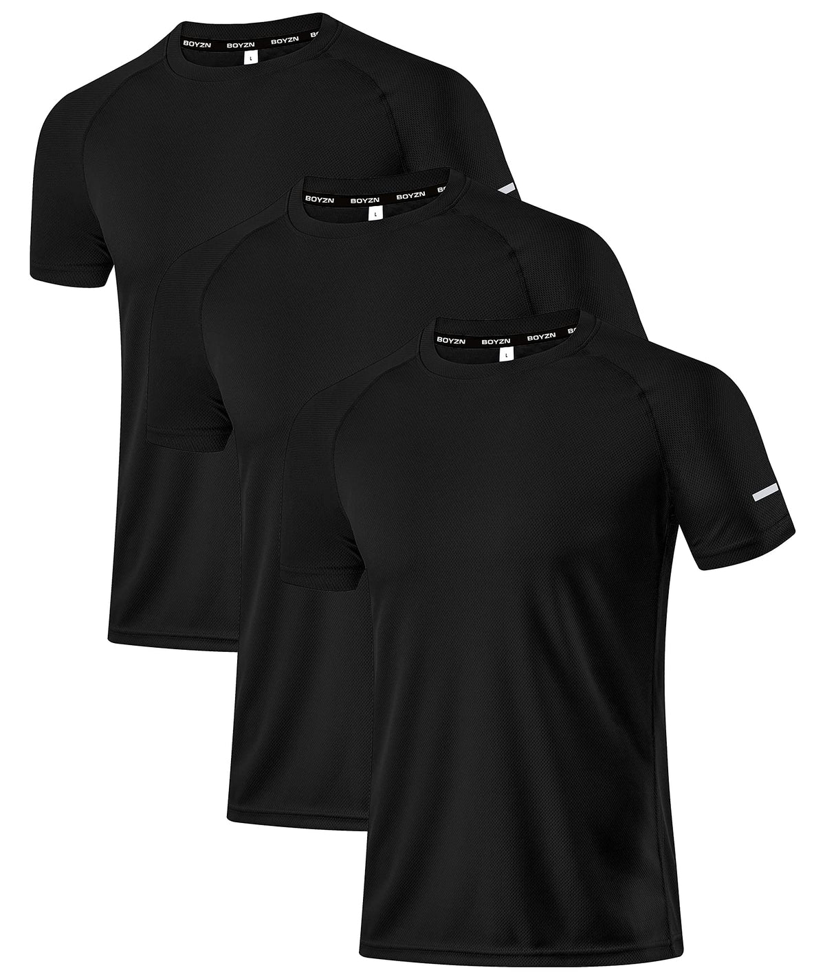 Holure Mens 3 Pack Sportswear Breathable Quick-Drying Short-Sleeved T-Shirt Black/Black/Black-XXL