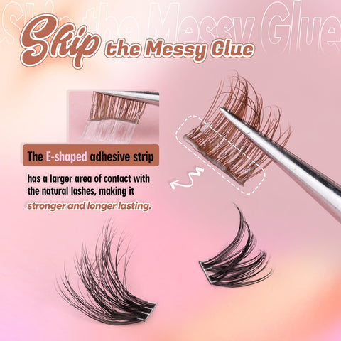 Self Adhesive Eyelashes Clusters Strip 210Pcs Press on Lash Clusters Strips No Glue zanlufly Clear Self-stick Replacement of Lash Glue Instantly Application