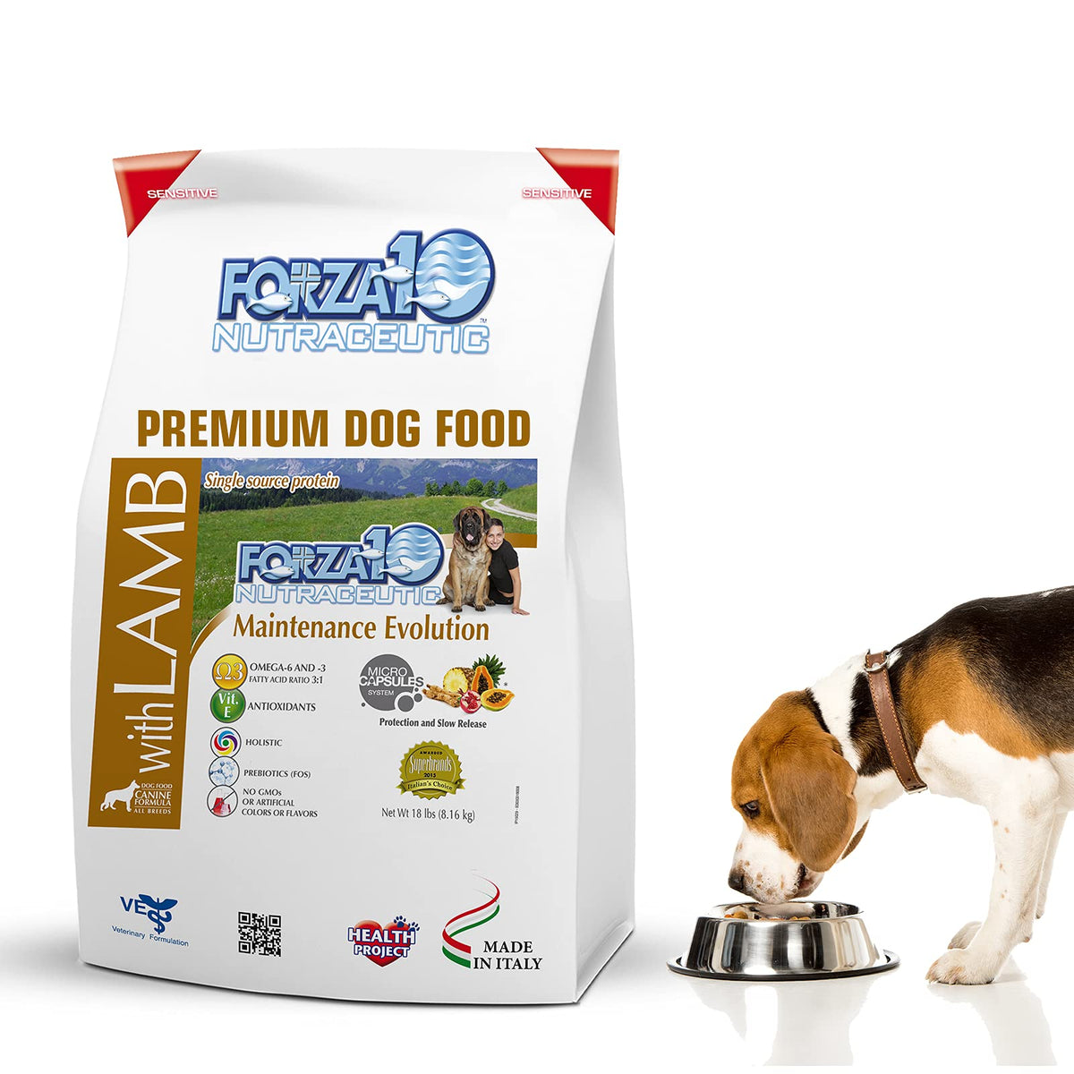 Forza10 Maintenance Evolution Dry Dog Food, Daily High Protein Dog Food Veterinarian Recommended No Prescription Lamb Flavor, 18 Pound, Adult Dogs