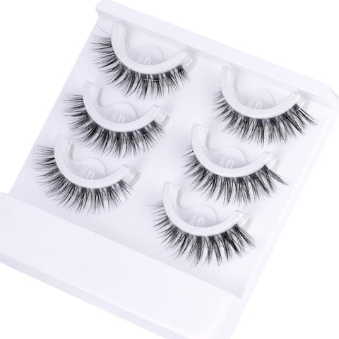 Self Adhesive Eyelashes Natural Look No Glue Needed False Lashes Reusable Self Adhesive Lashes Wispy Lashes Clear Band Eyelashes Strip Fake Eye Lashes Pack with Tweezers by GVEFETIEE