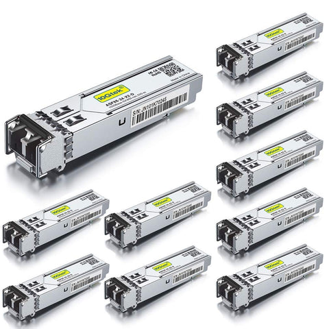 [10 Pack] 1G SFP SX LC Multimode Module 550-meter, 1000Base-SX Mini-Gbic Transceiver Compatible for Cisco GLC-SX-MMD, Meraki, Mikrotik, Netgear, Ubiquiti UniFi UF-MM-1G, D-Link,Zyxel and more