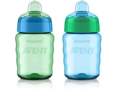 Philips AVENT My Easy Sippy Cup with Soft Spout and Spill-Proof Design, Blue/Green, 9oz, 2pk, SCF553/25