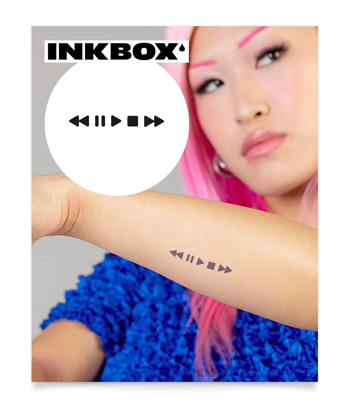 Inkbox Temporary Tattoos, Semi-Permanent Tattoo, One Premium Easy Long Lasting, Water-Resistant Temp Tattoo with For Now Ink - Lasts 1-2 Weeks, Music Play Pause Tattoo, Hazlo, 3 x 3 in