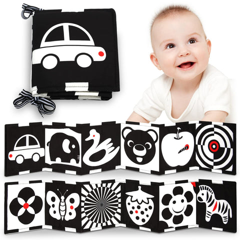 YOGINGO Black and White High Contrast Sensory Toys for Infant Newborn 0-3-6-9-12 Months,Tummy Time Toys Boys Girls Gifts,Fun Interactive Early Educational Toys, Baby Books for Toddler