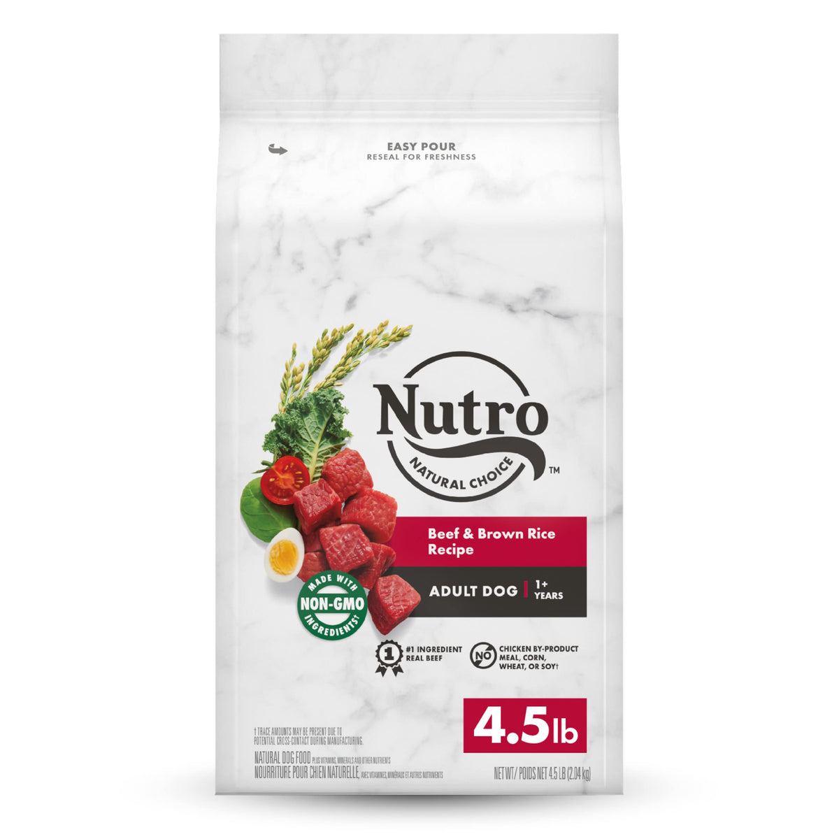 NUTRO NATURAL CHOICE Adult Dry Dog Food, Beef & Brown Rice Recipe Dog Kibble, 4.5 lb. Bag