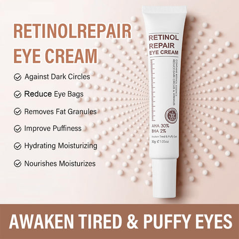 Retinol Eye Cream With Retinol Serum & AHA 30% & BHA 2% -Under Eye Cream For Dark Circles Puffy Eyes -Retinol Anti-Aging Eye Cream For Wrinkles Instant Eye Tightener For Women & Men