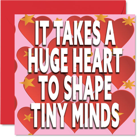 Stuff4 Teacher Thank You Cards - Huge Hearts Shape Tiny Minds - Thank you Cards for Teacher Her or Him, Heartfelt Teacher Appreciation Card, 5.7 x 5.7 Inch Thank You Greeting Cards for Teachers Gifts