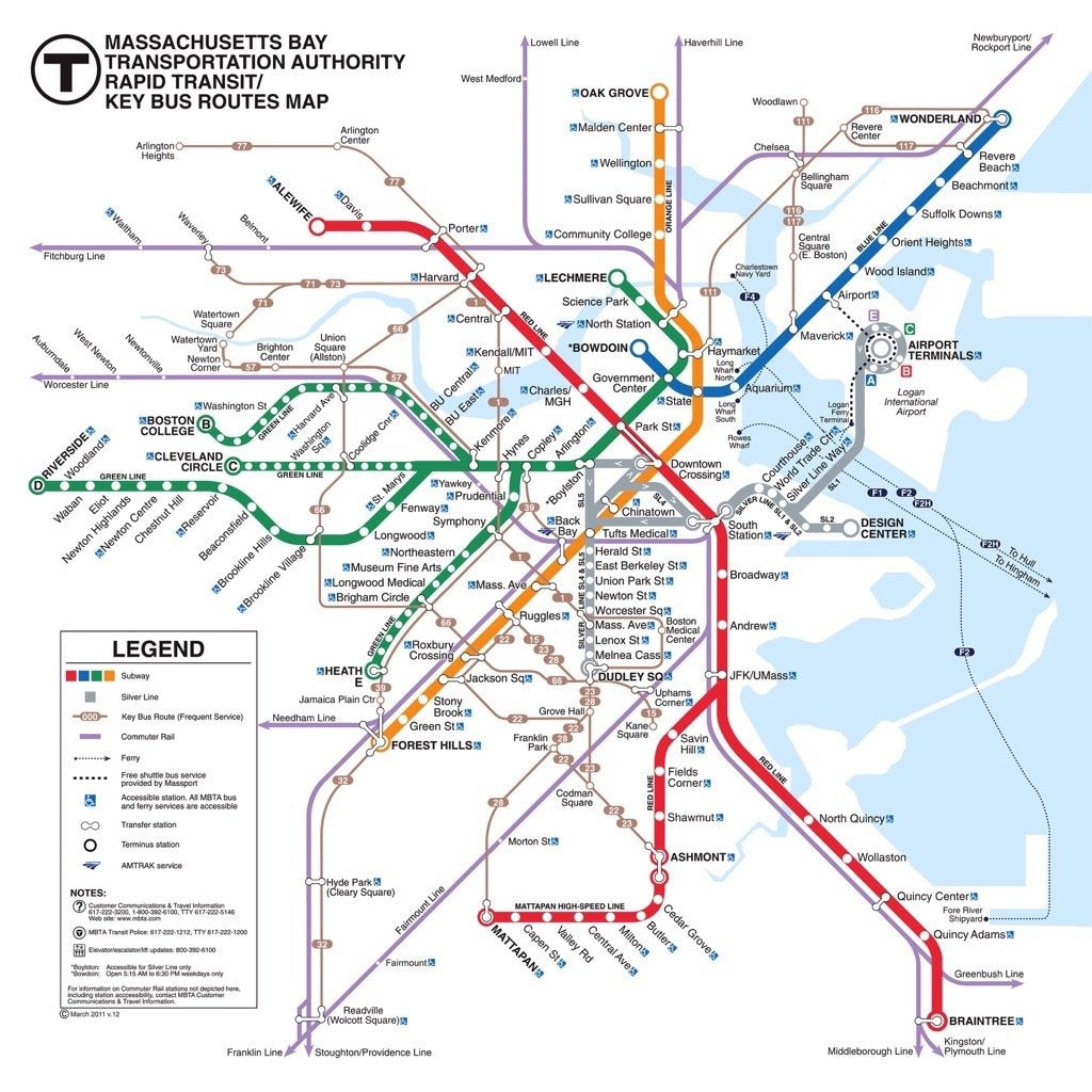 New York Puzzle Company - Transit Maps Boston T Map - 500 Piece Jigsaw Puzzle