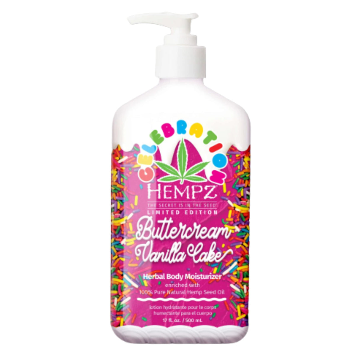 Hempz Body Lotion - Buttercream Vanilla Cake Celebration - Limited Edition Daily Moisturizing Cream, Shea Butter, Aloe - Skin Care Products, Hemp Seed Oil - 17 Oz