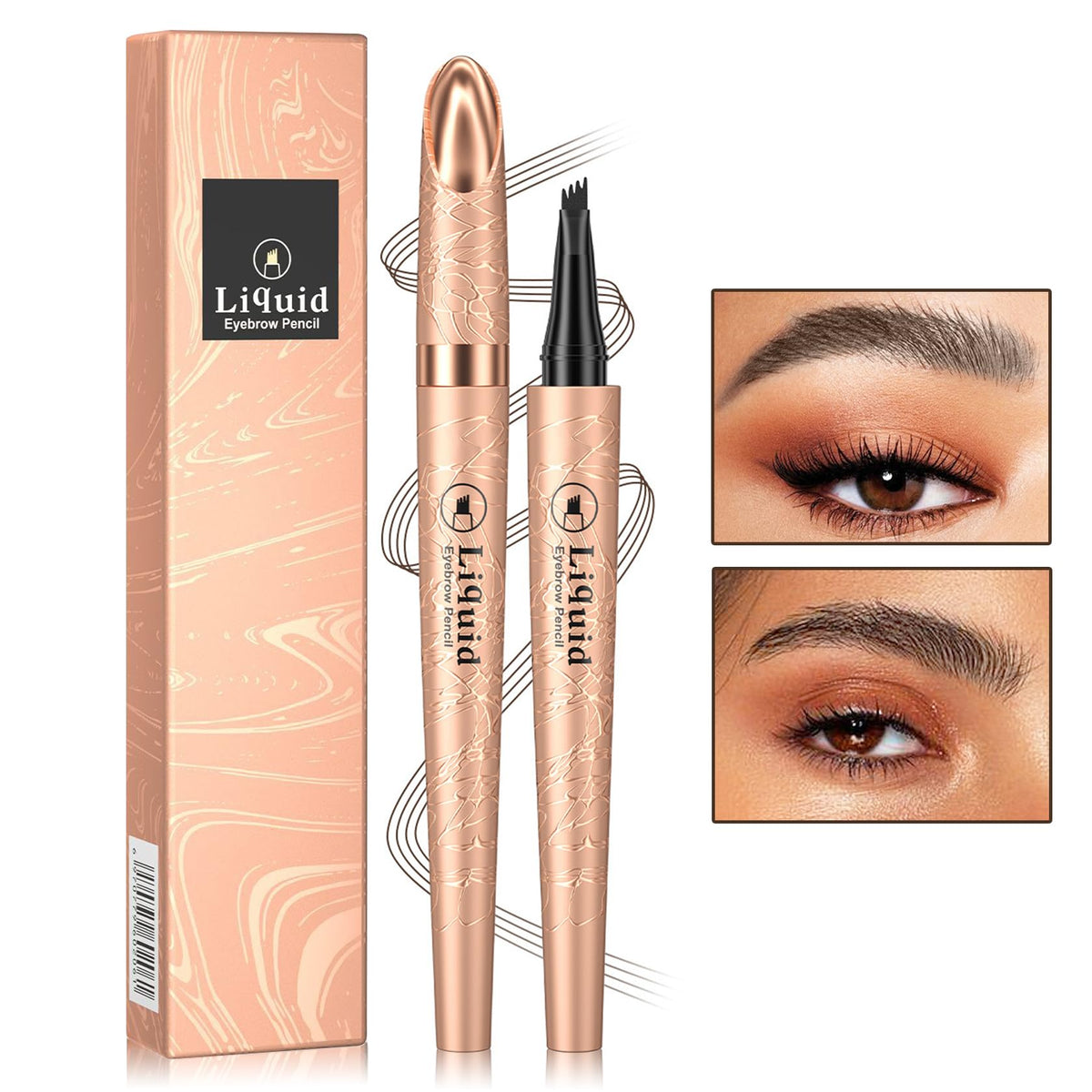 CAHIUYOA Eyebrow Pencil Dark Brown Microblading Eyebrow Pen Waterproof Eye Brow Pencils for Women Liquid Eyebrow Pencil with Micro-Fork Tip Brow Pen Create Natural Eyebrow Makeup - 02 Dark Brown