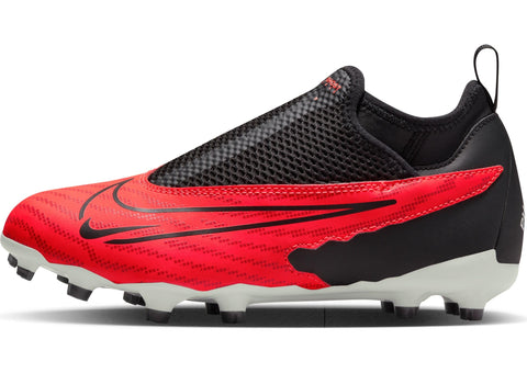 Nike Jr. Phantom GX Academy Big Kids' Multi-Ground Soccer Cleats (DD9546-600, Bright Crimson/White/University Red/Black) Size 5