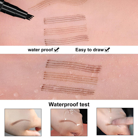 Eyebrow Pen, Eyebrow Pencil For Eye Makeup,4-Tip Microblade Brow Pen, Long Lasting, Waterproof and Professional Eyebrow Pencil, Creates Natural Looking Eyebrows Make-Up(2pcs light brown)