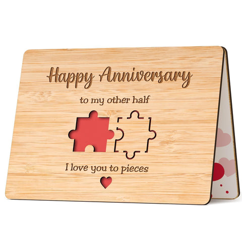 Anniversary of Love, Valentines Card for Him Her -Bamboo Valentines Card for Couple, Girlfriend Valentines Card for Boyfriend, Anniversary Card of Date, Wedding Anniversary Card for Wife Husband