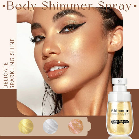 HOSAILY Body Glitter Spray, Quick-Drying and Non-Sticky Body Shimmer Spray, Moisturizing Luminizer Glow Illuminator Liquid Highlighter Glitter Spray for Face Hair Body Glitter Makeup (03 Rose Gold)