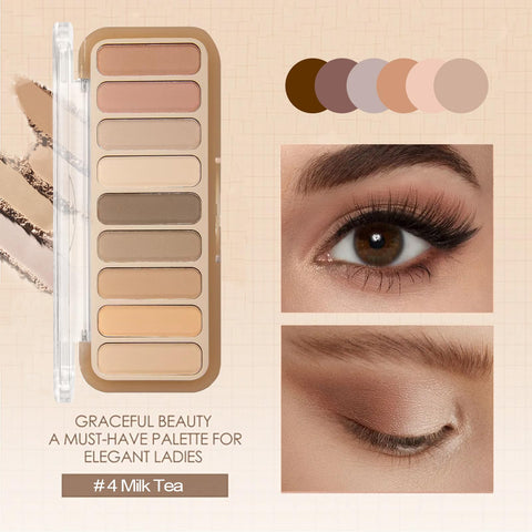 9 Colors Matte Naked Eyeshadow Palette Taupe & Brown Nude Neutral Eye Shadow Makeup Pallet Matte Pigments Naturing-Looking Ultra-Blendable Long Lasting Smooth Cement Color Shades (#4 Milk Tea)