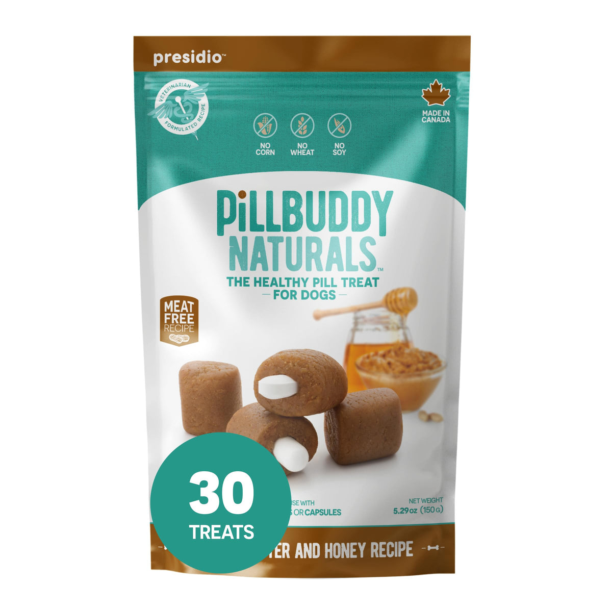 Pill Buddy Naturals, Peanut Butter & Honey Recipe for Dogs, 1 Pack, 30-Count