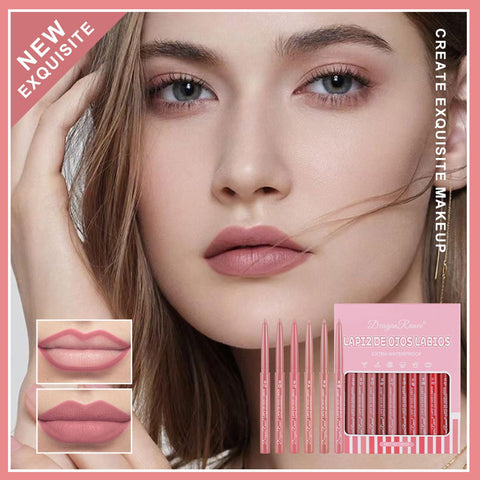 12 Colors Matte Lip Liner/Lipstick Set,One Step Lips Makeup Kit,Velvet Nude Collection Waterproof Long Wear Lip Gloss, Lip Liner for Women To Create The Perfect Matte Lip Look!