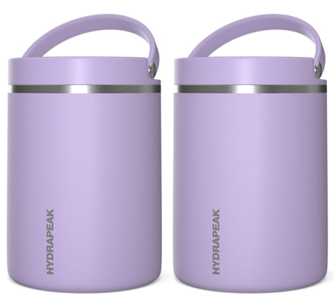 Hydrapeak 32oz Food Thermos 2 Pack - Insulated Soup Thermos Keeps Hot for 10 Hours, Cold for 16 Hours, Leak-Proof Thermos Food Containers for Hot Food - Perfect for Everyone (Lavender)