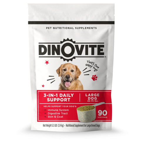 Dinovite Probiotics for Dogs - Promotes Healthy Skin & Coat with Omega 3 for Dogs, Tackles Hot Spots, Supports Digestion & Gut Health - 90 Day Supply for Large Dogs, 45+ lbs