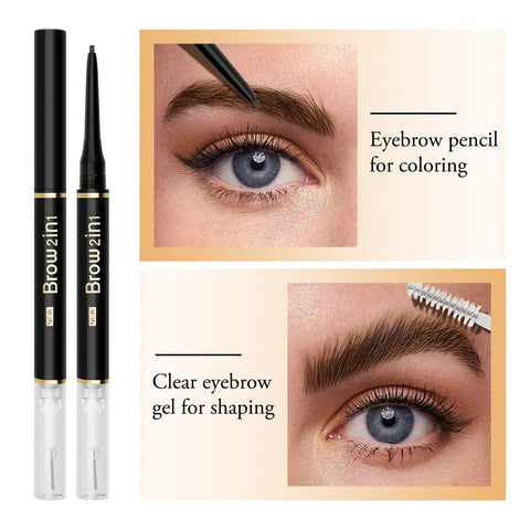 AFGHOUZ 2-In-1 Eyebrow Pencil+Brow Gel Set, Eye Brow Pen with Clear Styling Gel, Easy To Use, Creating a Natural Eyebrow Makeup