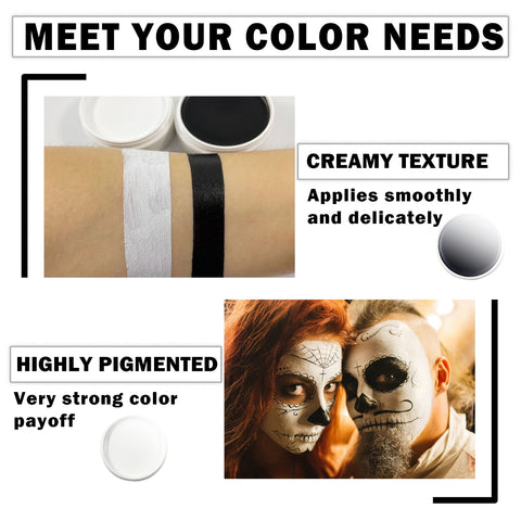 CAHIUYOA White Face Body Paint Makeup,Professional Halloween Stage Cosplay Clown Sfx Makeup,Special Effects Makeup Body Paints for Adults And Kids