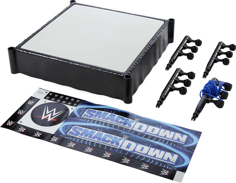 WWE Superstar Ring (14-in) with Spring-Loaded Mat & Real Flex Ropes for Action Figures; Gift for Ages 6 Years Old & Up