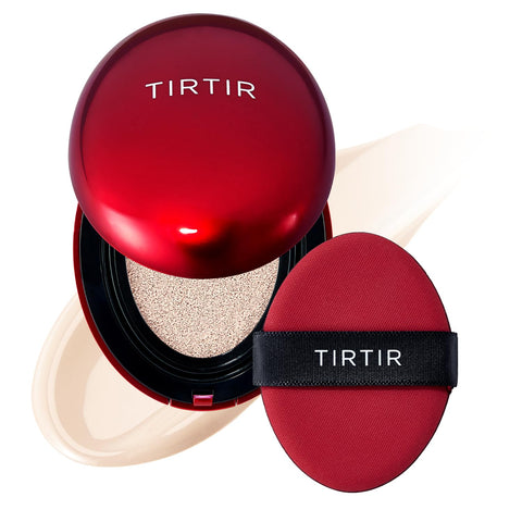 TIRTIR Mask Fit Red Cushion Foundation | Full coverage, Weighless, Skin fit, Satin Glow Finish, Korean cushion foundation (Pack of 1)