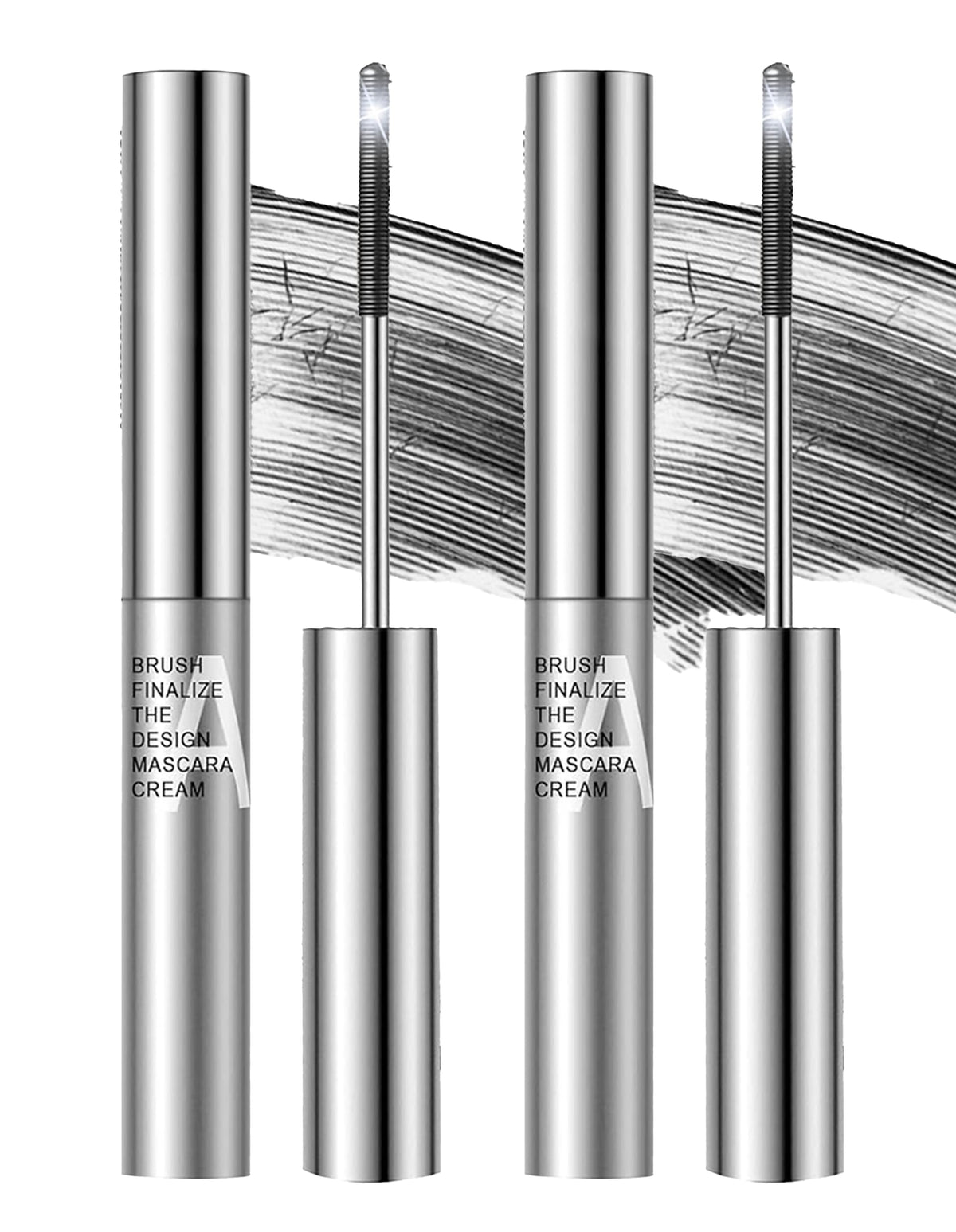 2PCS Black Washable Metal Mascara Wand, Extra Slim Super Voluming Curling Lash Looking, Iron Wand Mascara, Bristleless Metal Mascara Brush, Lasting No Flaking Tint