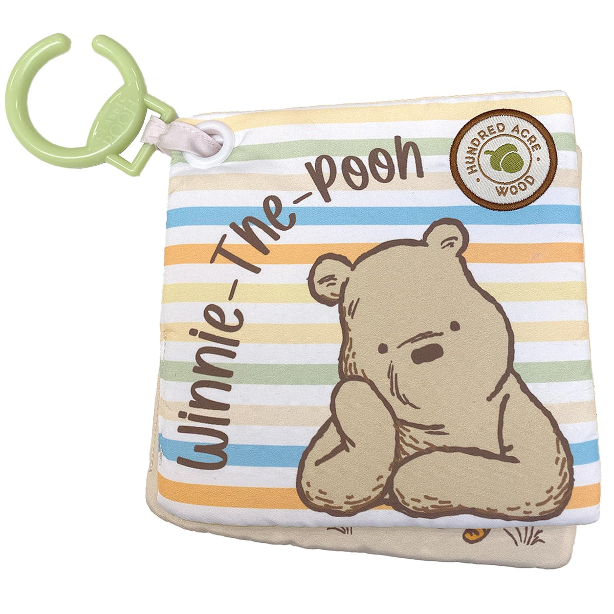 Rainbow Designs Disney Winnie the Pooh Baby Cloth Book - Touch and Feel Play & Go Square Book for Babies - Soft Baby Book with Textured Patches & Squeaky Page - Sensory Development Toys