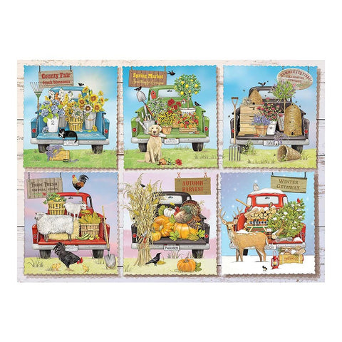 Cobble Hill 1000 Piece Puzzle - Farmer's Market Trucks - Sample Poster Included