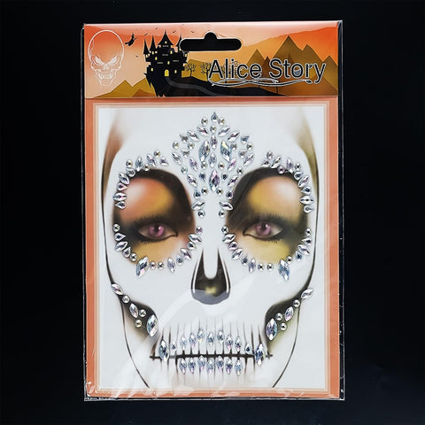 Halloween Face Jewels Stickers Sugar Skull Face Gems Stickers Day of The Dead Face Rhinestone Crystals Stickers Festival Rave Temporary Tattoos Face Gems Stick on for Halloween Cosplay Party