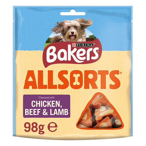 3 x Allsorts Dog Treats Chicken and Beef 98g - Case of 6 (588g)