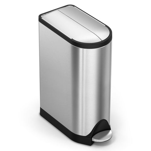 simplehuman CW2058 18L Slim Butterfly Kitchen Pedal Bin, Strong Steel Pedal, Silent Soft Close Lid, Non-Skid Base, Fingerprint-Proof, Inner Bucket, Brushed Stainless Steel