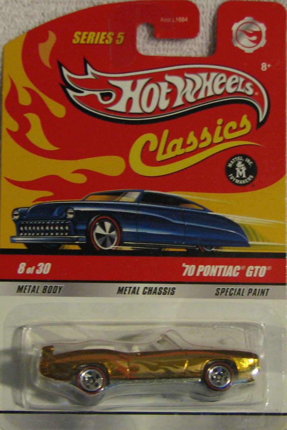 Hot Wheels Classics Series 5 #8 of 30 '70 Pontiac GTO (convertible) GOLD 1:64 Scale