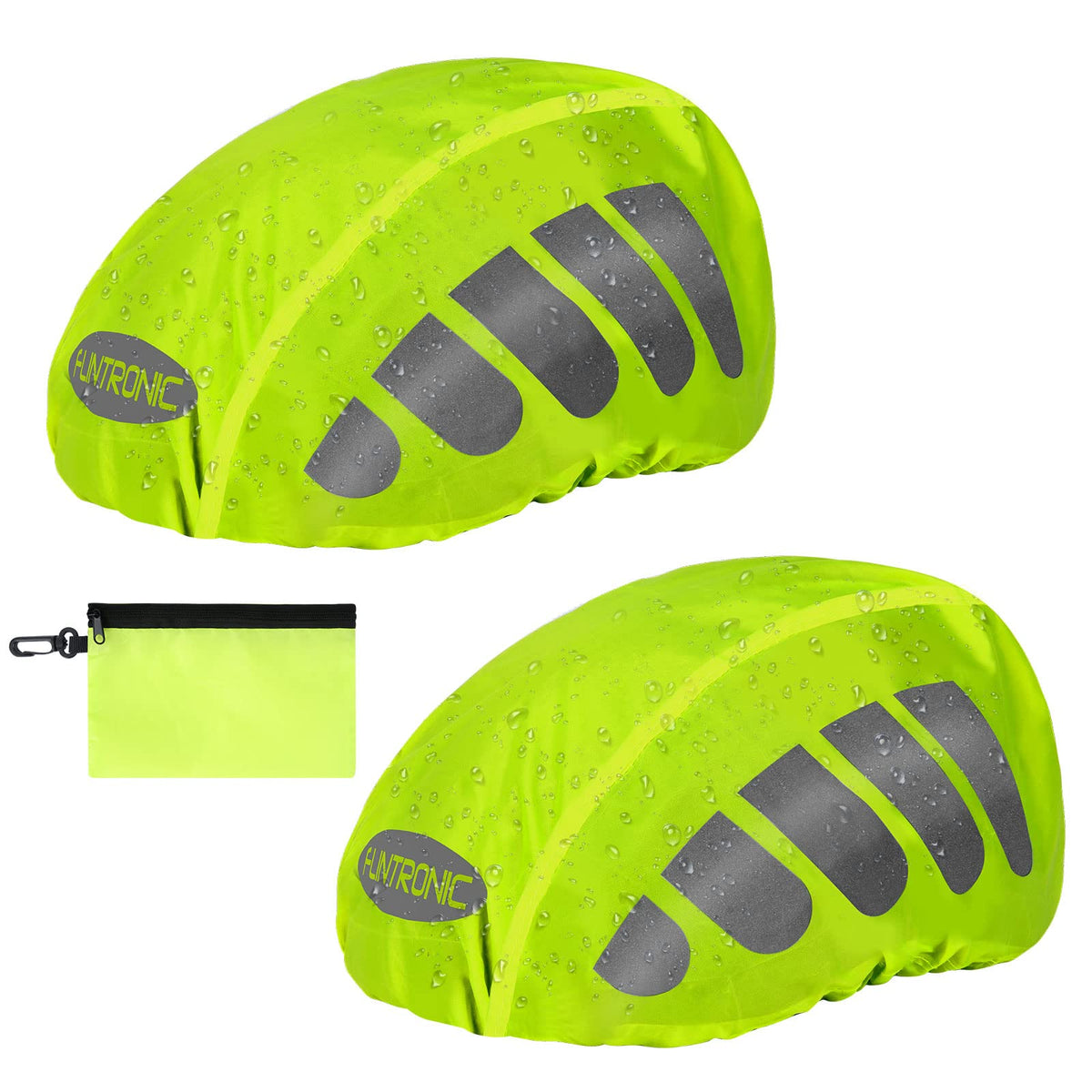 BTR Helmet Cover, 2 Pack Waterproof Helmet Rain Cover, High Visibility Bike Helmet Cover with Reflective Strip, Dustproof Cycling Helmet Cover for Travel and Driving - One Size Fits All (Green)