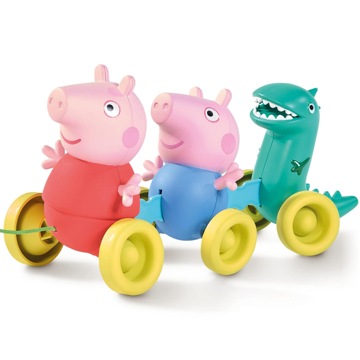 TOMY Toomies Pull Along Peppa (E73527) - Wibble Wobble Action Peppa Pig, George & Dinosaur Toy - Wheeled Walking & Crawling Toddler Toys - Peppa Pig Toys w/Music & Sounds - Plus 18 Month Old Toys