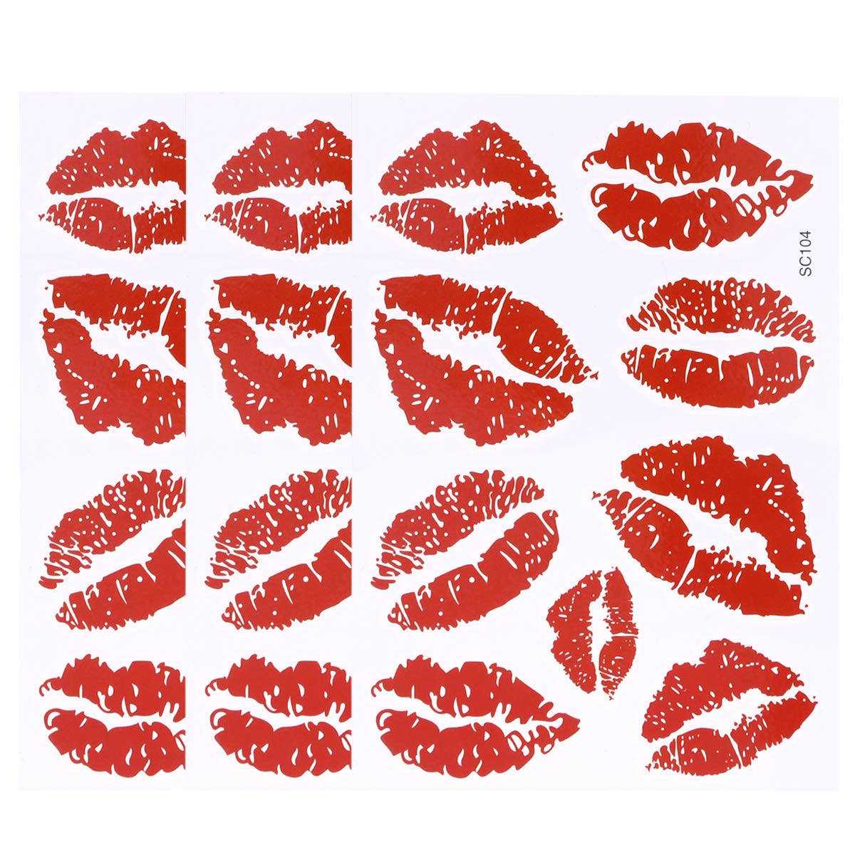 Red Lips Temporary Stickers 6Pcs Sugar Kisses Stickers Lips Stickers for Diy Decorating