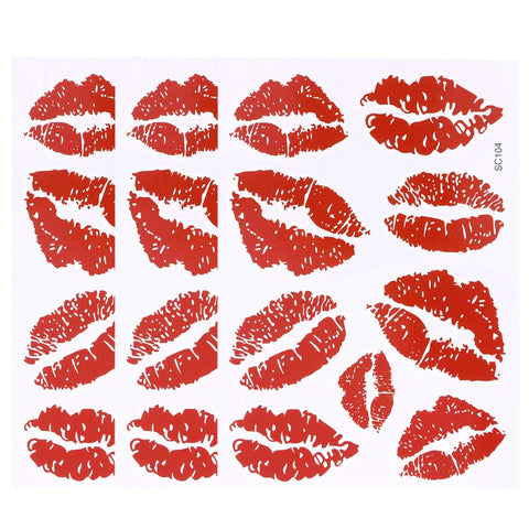 Red Lips Temporary Stickers 6Pcs Sugar Kisses Stickers Lips Stickers for Diy Decorating